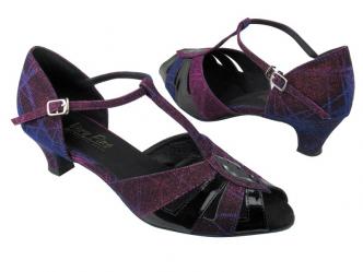 Dance shoes ladies black patent / purple illusion   